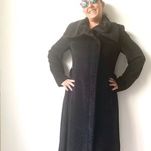 Searle Alpaca Wool Black Zip Front Coat